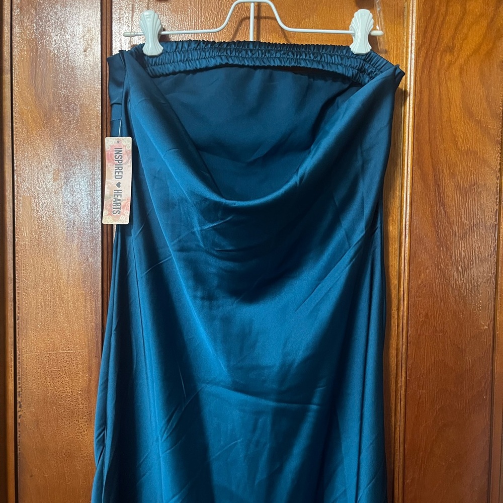Strapless Midi Dress with Cowl Back